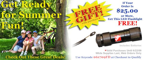 FREE Flashlight with Purchase of 25 Dollars Or More