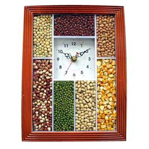 CLOCK RECTANGULAR BROWN GRAIN CLOCK