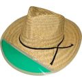Palm Straw Hat With Green Visor