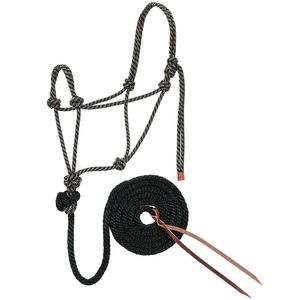 Diamond Braid Rope Halter & Lead (Black/Tan/White)image