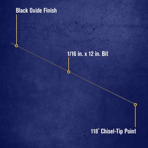 1/16 x 12 Black Oxide High Speed Steel Drill Bitimage