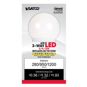 Frosted White LED 3-Way Bulb 3W/9W/12Wimage