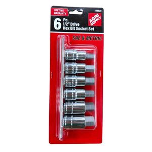Agri Supply 6pc 1/2 inch drive sae/met hex bit setimage