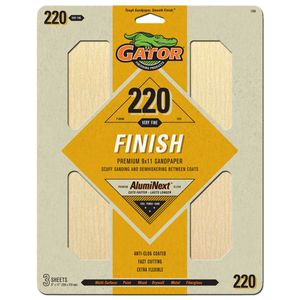Gator?� Premium Sand Paper (220 Grit Very Fine - 9 x 11) 3 Sheetsimage