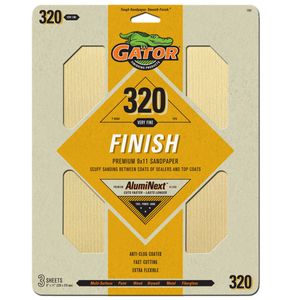 Gator® Premium Sand Paper (320 Grit Very Fine - 9 x 11) 3 Sheetsimage