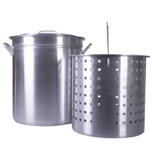 Alsasa EP001042K 42 Quart Aluminum Stock Pot With Lid and Basketimage