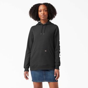 Dickies Womens Heavyweight Logo Sleeve Hoodie Black Mediumimage