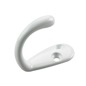 White Single Wardrobe Hook 1-3/4 Inch 2 Packimage