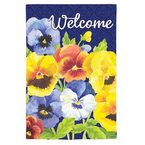 Welcome Pansies Garden Flagimage