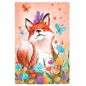 Fox And Flowers Garden Flagimage