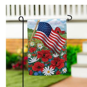 Evergreen Barn And Flag Garden Flagimage