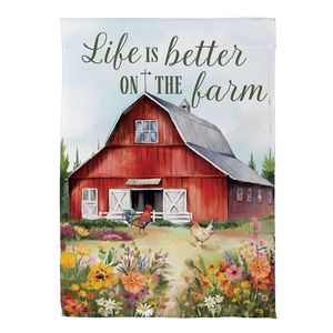 Life Is Better Suede Farm Garden Flagimage