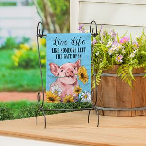 Evergreen Piggie With Flower Garden Flagimage