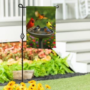 Evergreen Bathing Birds Garden Flagimage