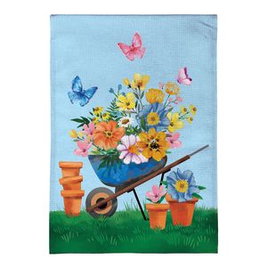 Evergreen Floral Wheelbarrow Garden Flagimage