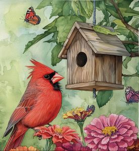 Evergreen Spring Cardinal Garden Flagimage