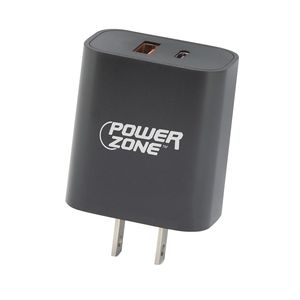 PowerZone Black Dual USB and Type-C Wall Chargerimage