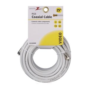 Zenith 25 ft. White RG6 Coaxial Cable with F Connectorsimage