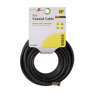 Zenith 25 ft. Black RG6 Coaxial Cable with F Connectorsimage