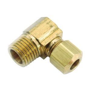 Anderson Metal 3/8 in. x 1/4 in. Brass Compression x Male Iron Pipe Tube Elbowimage