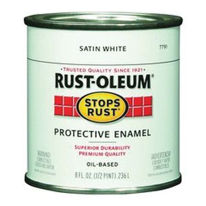 Rust-Oleum 1/2 pt. Satin White Stops Rust Protective Enamel Paintimage