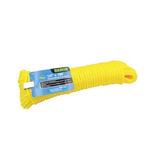 Baron Mfg 1/4 in. x 100 ft. Yellow Hollow Braid Polypropylene Ropeimage