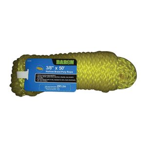 Baron Mfg 3/8 in. x 50 ft. Yellow Hollow Braid Polypropylene Ropeimage