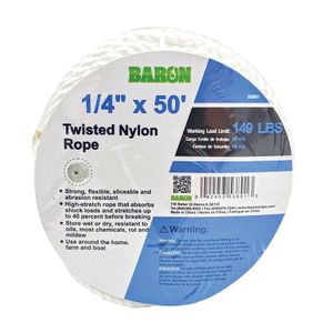 Baron Mfg 1/4 in. x 50 ft. Twisted Nylon Ropeimage
