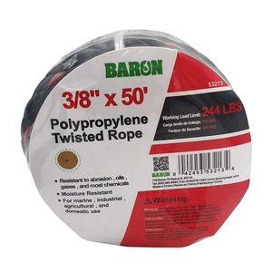 Baron Mfg 3/8 in. x 50 ft. Orange/Black Polypropylene Truck Ropeimage