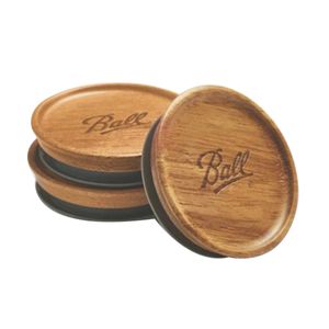 Ball Regular Mouth Acacia Wood Mason Jar Lids, 3-Pieceimage