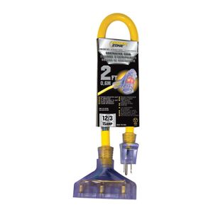 PowerZone 2 ft. 12/3 3-Tap Lighted Contractor Extension Cordimage
