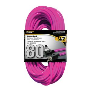 PowerZone 80 ft. 12/3 AWG Neon Pink Outdoor Extension Cordimage