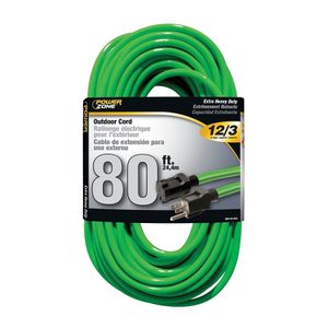 PowerZone 80 ft. 12/3 Neon Green Outdoor Extension Cordimage
