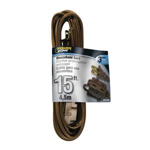 PowerZone 15 ft. 16/2 SPT 3-Outlet Indoor Extension Cord, Brownimage