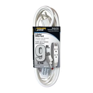 PowerZone 9 ft. White 3-Outlet Office Extension Cordimage