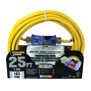 PowerZone 25 ft. 14/3 SJTOW Yellow Extension Cordimage