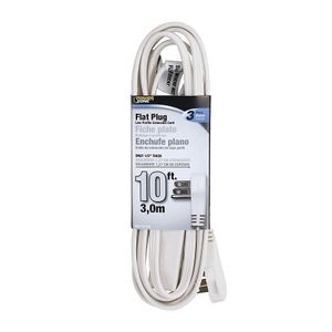 PowerZone 10 ft. White Flat Plug Extension Cordimage