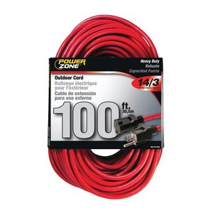 PowerZone 100 ft. 14/3 Red Outdoor Extension Cordimage