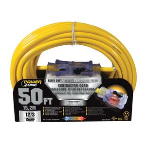 PowerZone 50 ft. 12/3 SJTOW Contractor Extension Cordimage