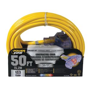 PowerZone 50 ft. 12/3 Triple Tap Lighted Extension Cordimage