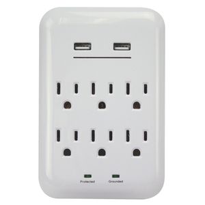 PowerZone 6-Outlet 2-Port 3.4A 1200J USB Charger with Surge Protectionimage