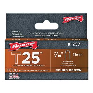Arrow 7/16 in. T25 Round Crown Staples, 1,000-Packimage