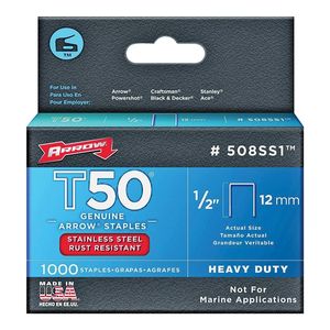Arrow 1/2 in. T50 Stainless Steel Staples, 1,000-Packimage