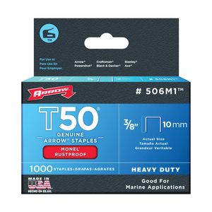 Arrow 3/8 in. T50 Monel Staples, 1,000-Packimage