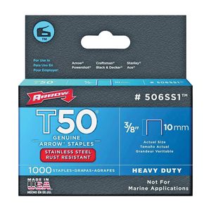 Arrow 3/8 in. T50 Flat Crown Staples, 1,000-Packimage