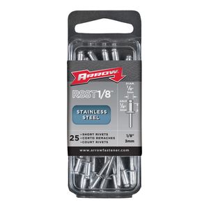Arrow 1/8 in. x 1/8 in. Short Stainless Steel Pop Rivet, 25-Pieceimage