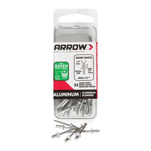 Arrow 1/8 in. x 1/8 in. Short Aluminum Pop Rivets, 25-Packimage