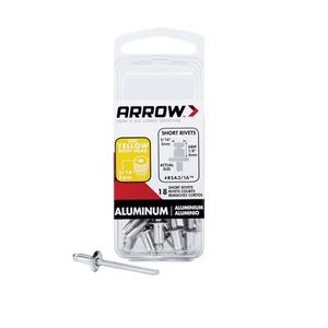 Arrow 3/16 in. x 1/8 in. Short Aluminum Pop Rivets, 18-Packimage