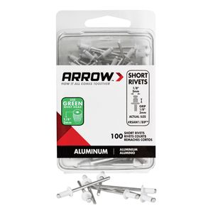 Arrow 1/8 in. x 1/8 in. White Short Aluminum Pop Rivetimage