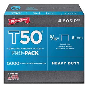 Arrow 5/16 in. x 3/8 in. T50 Series Flat Crown Staples, 5,000-Packimage